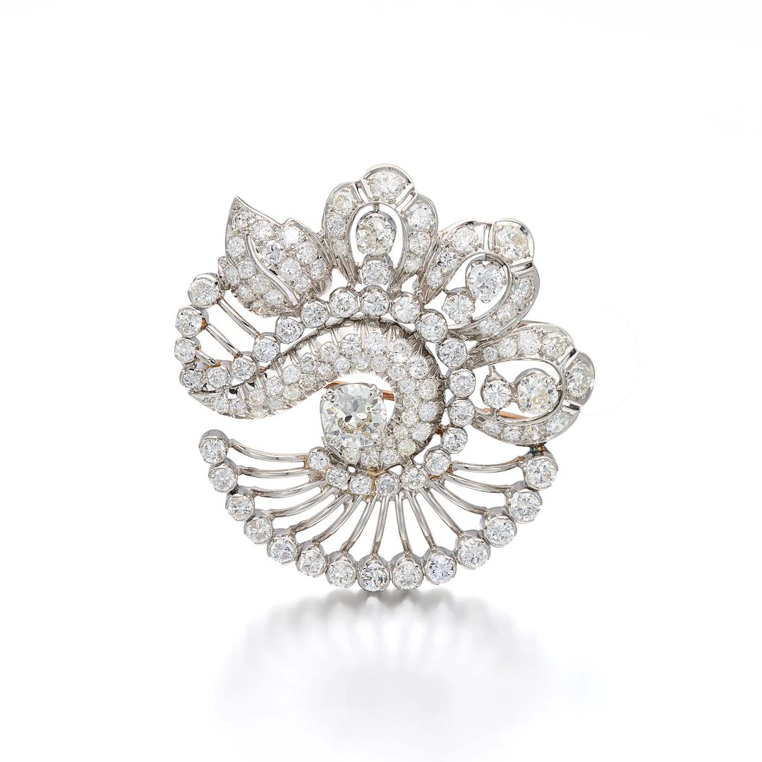 A Diamond and Platinum Brooch