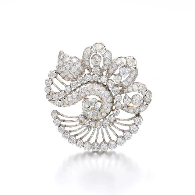A Diamond and Platinum Brooch