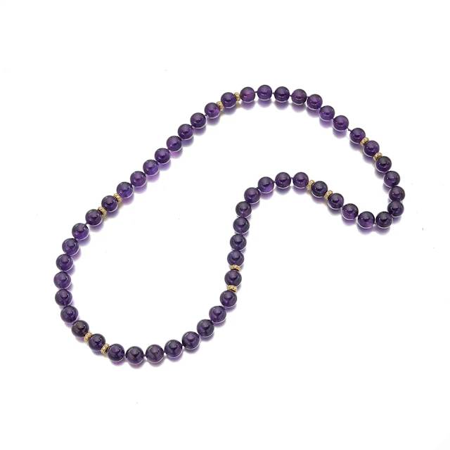 An Amethyst, Diamond and Gold Necklace