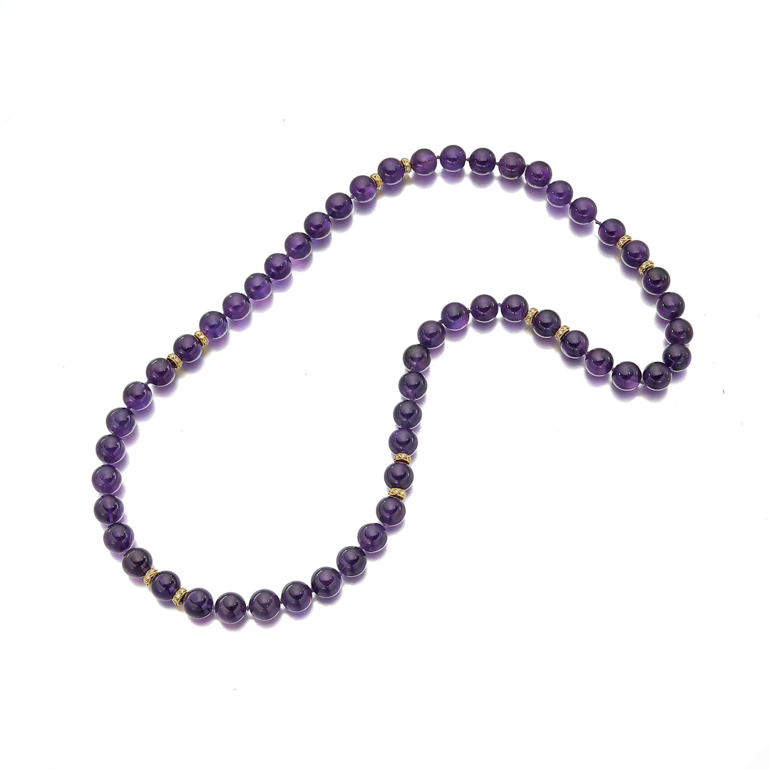 An Amethyst, Diamond and Gold Necklace