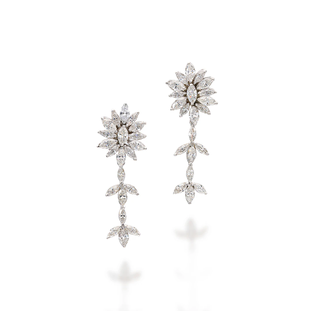 A Pair of Diamond and White Gold Day/Night Earrings