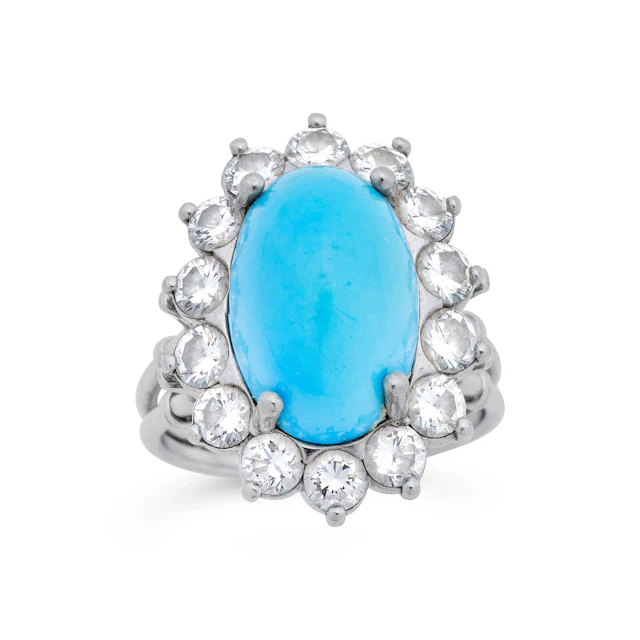 No Reserve | Turquoise, Diamond and Platinum Ring