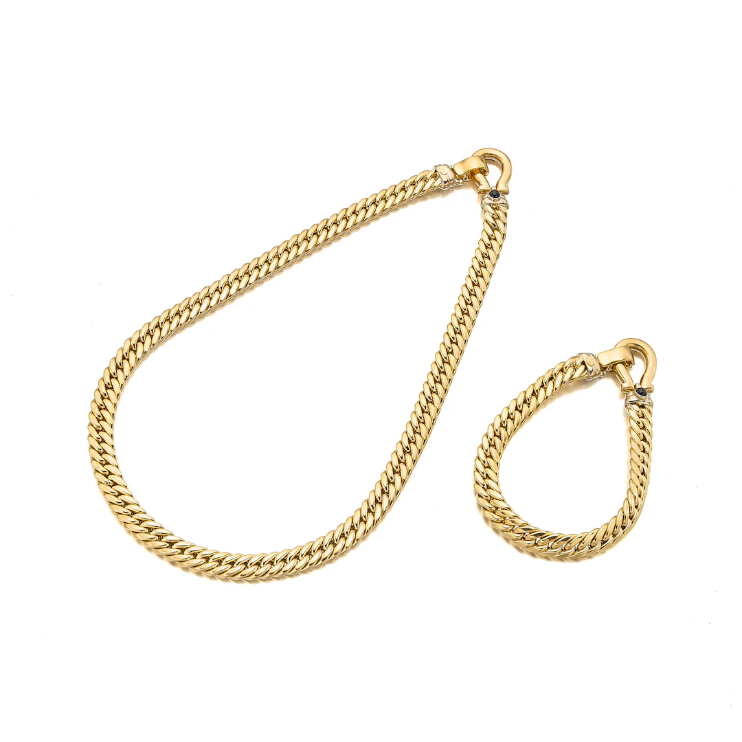 A Sapphire and Gold Necklace and Bracelet, by Campi