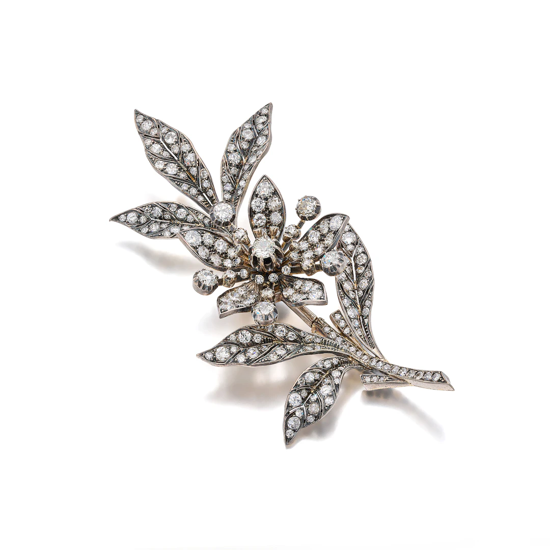 An Antique Diamond, Silver and Gold Convertible Corsage Brooch, circa 1870