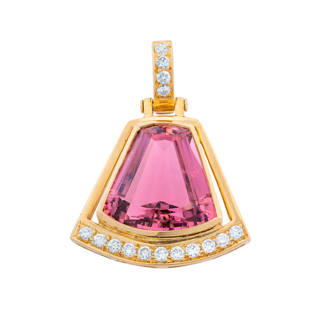 Tourmaline, Diamond and Gold Pendant/Enhancer