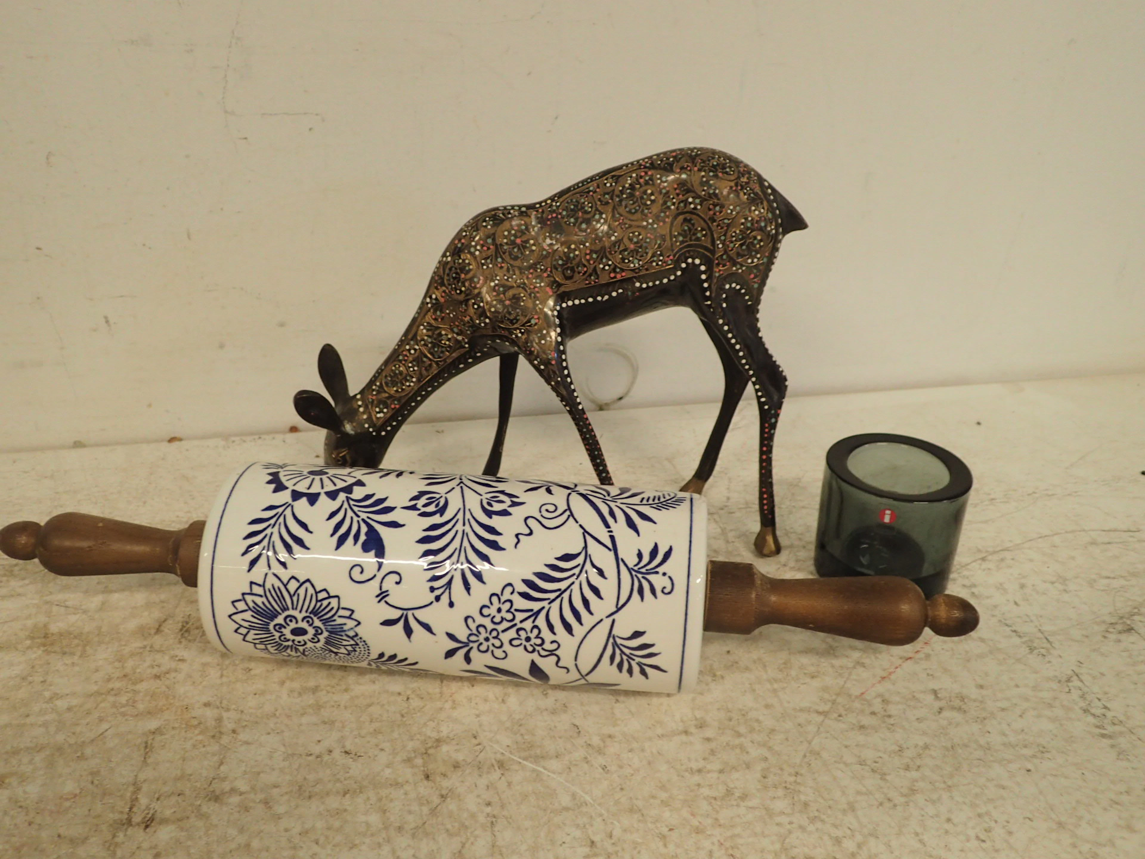 Rådjur i metall,kavel,ljushållare Iittala