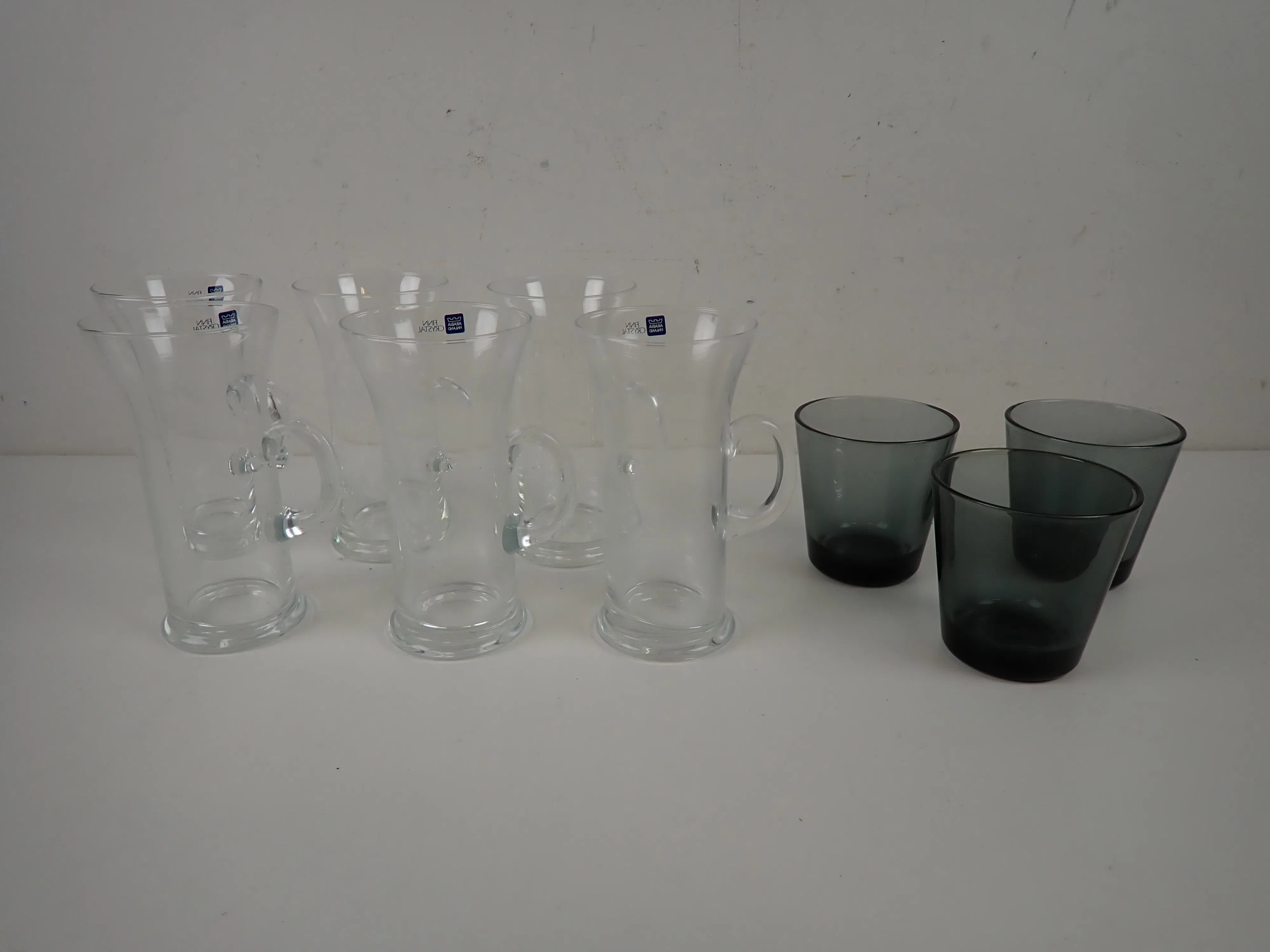 6 st Irish Coffee-glas Heikki Orvola, Arabia + 3 st Glas Kaj Franck, Iittala