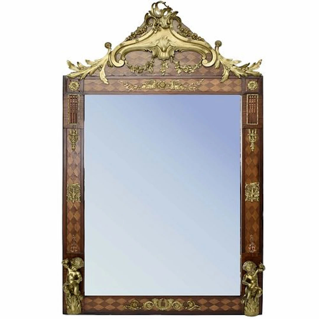 Inlaid Wood Wall Mirror