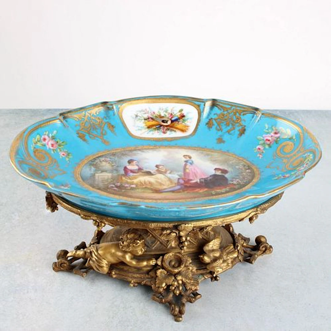 Antique Sevres Gilt Bronze Compote