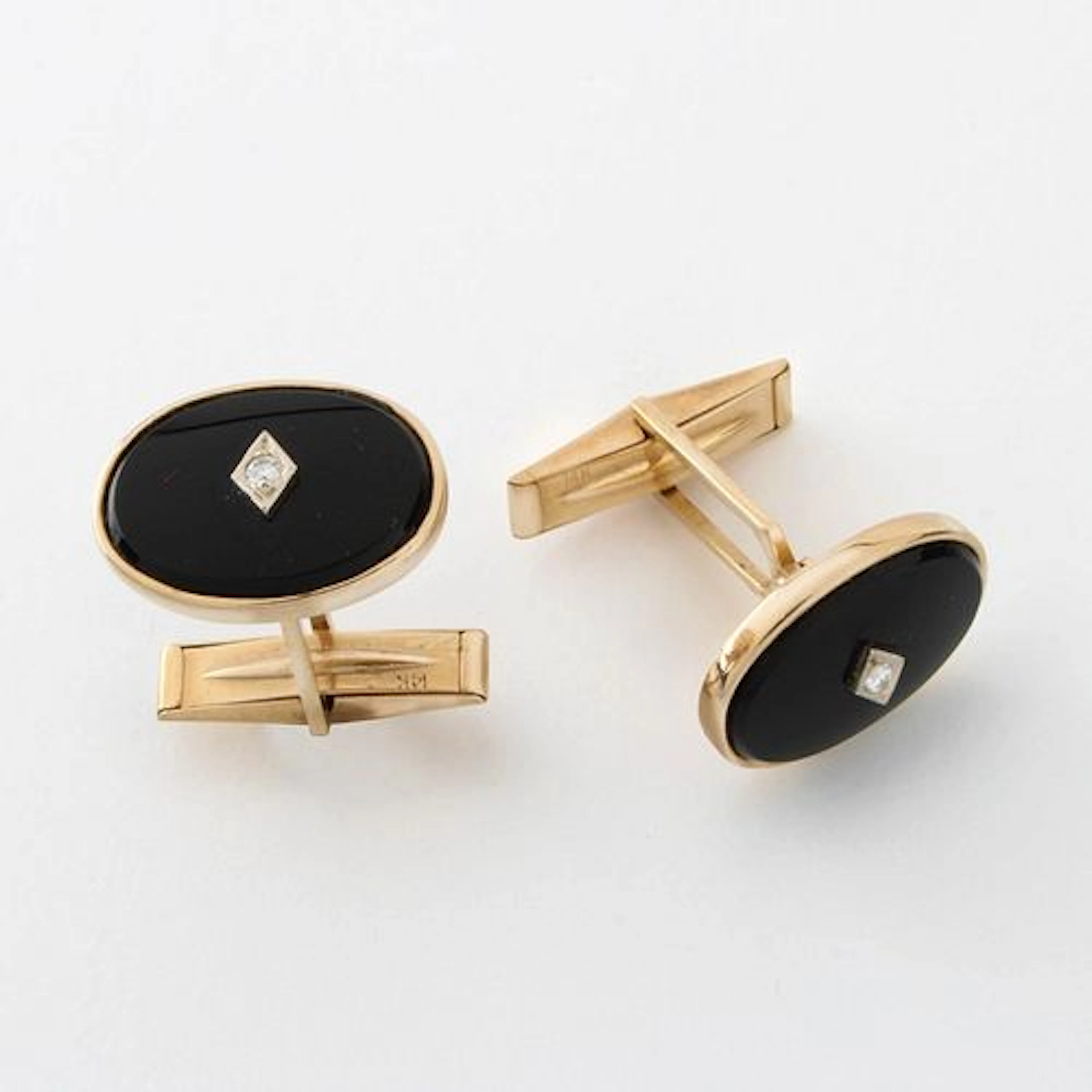 Onyx, Diamond and 14K Cufflinks