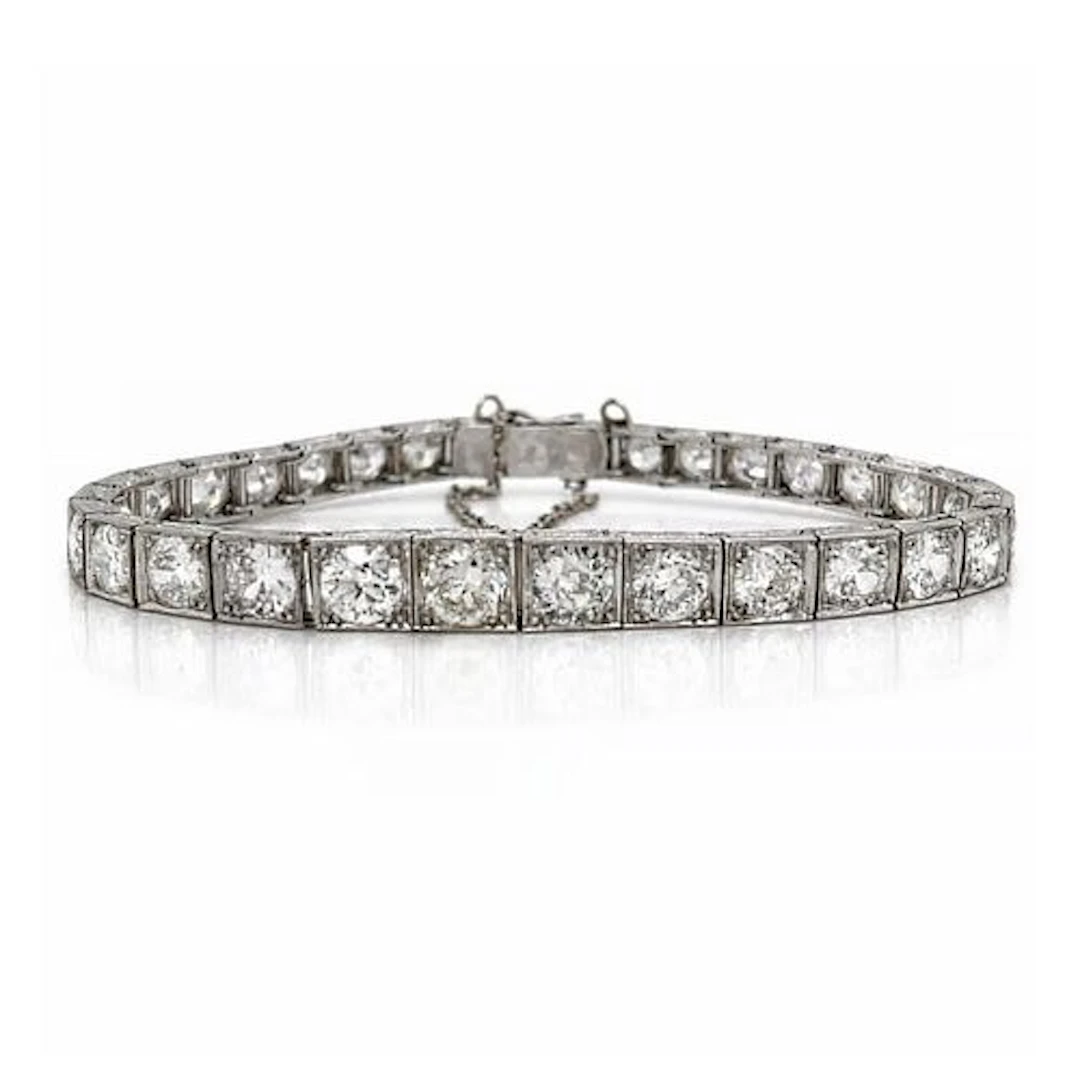 Deco Diamond and Platinum Bracelet