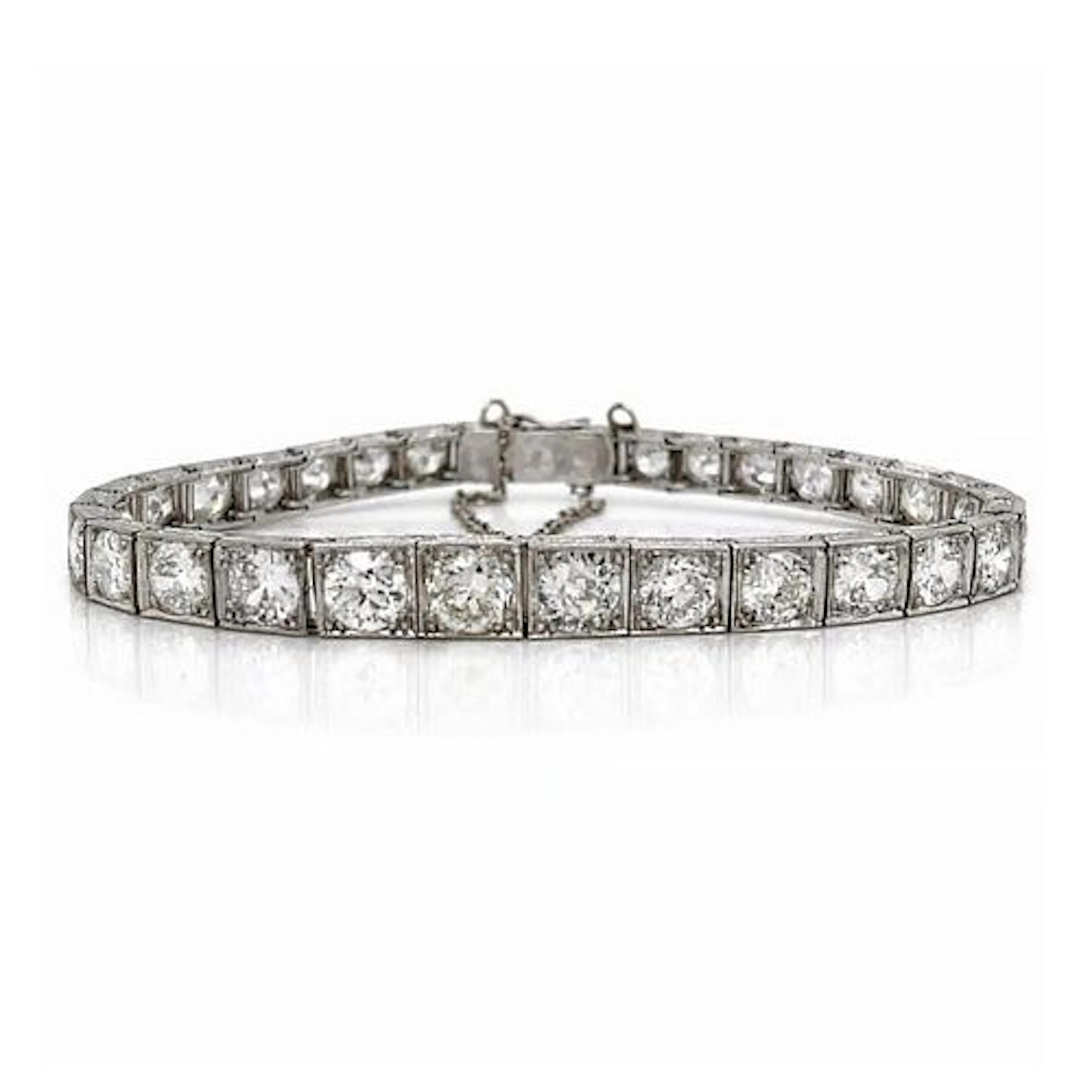 Deco Diamond and Platinum Bracelet