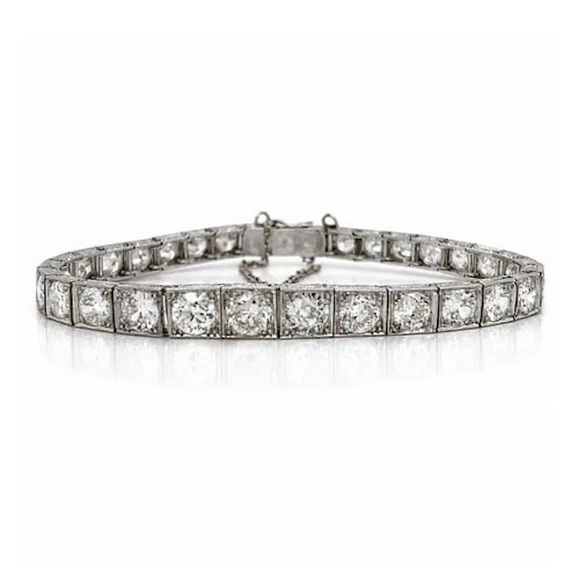 Deco Diamond and Platinum Bracelet