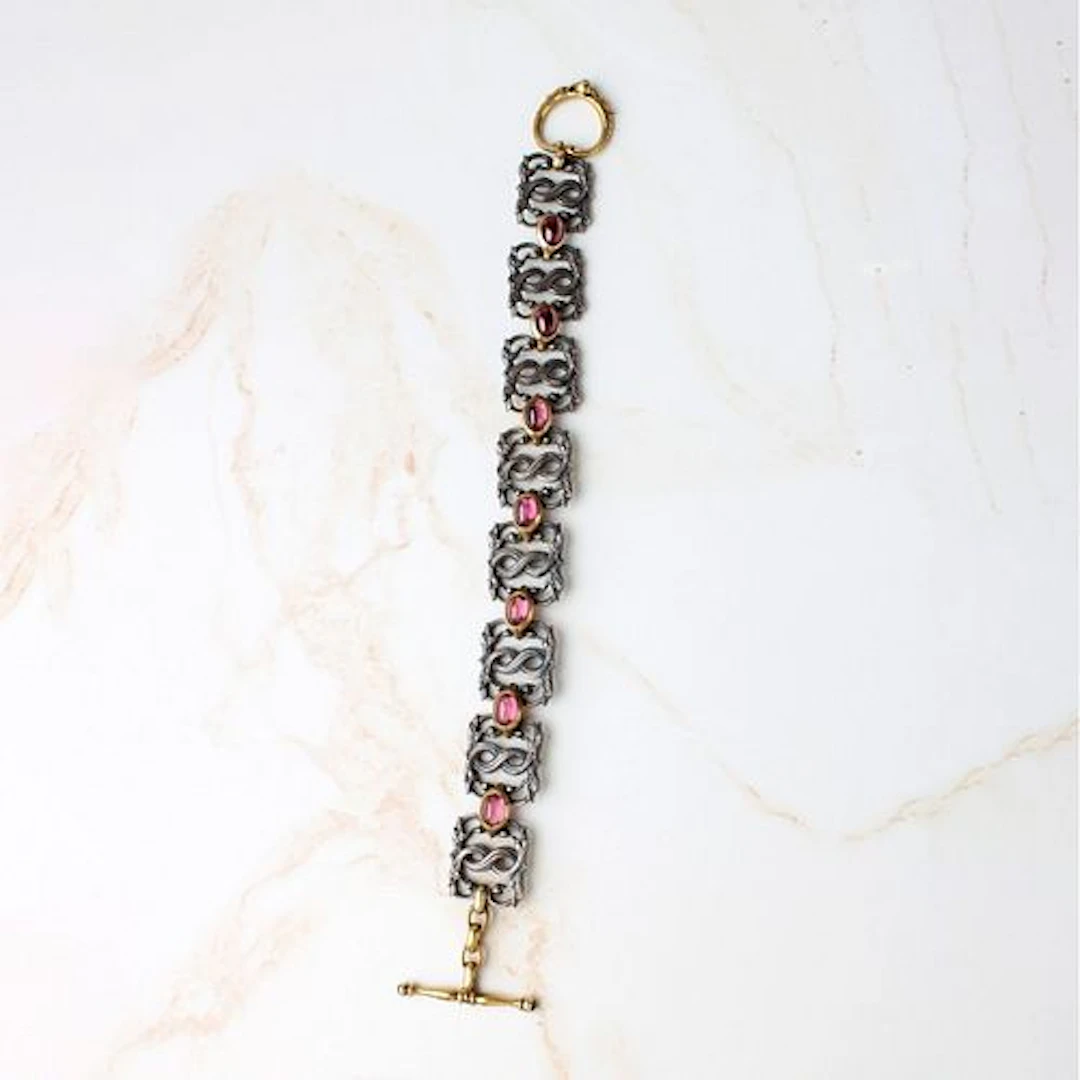 Gemstone, 18K and Silver Bracelet