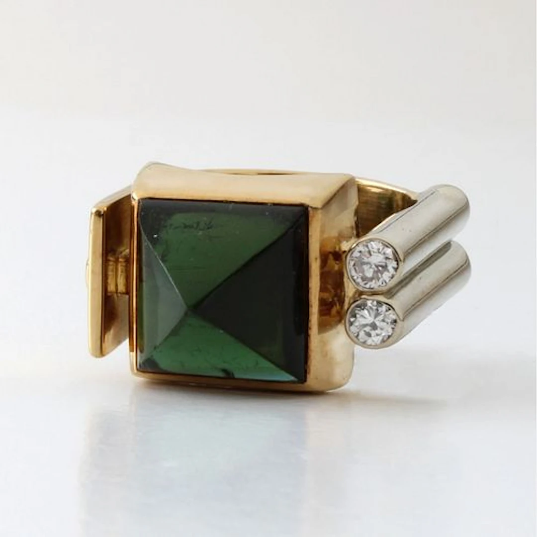 Tourmaline, Diamond and 18K Ring