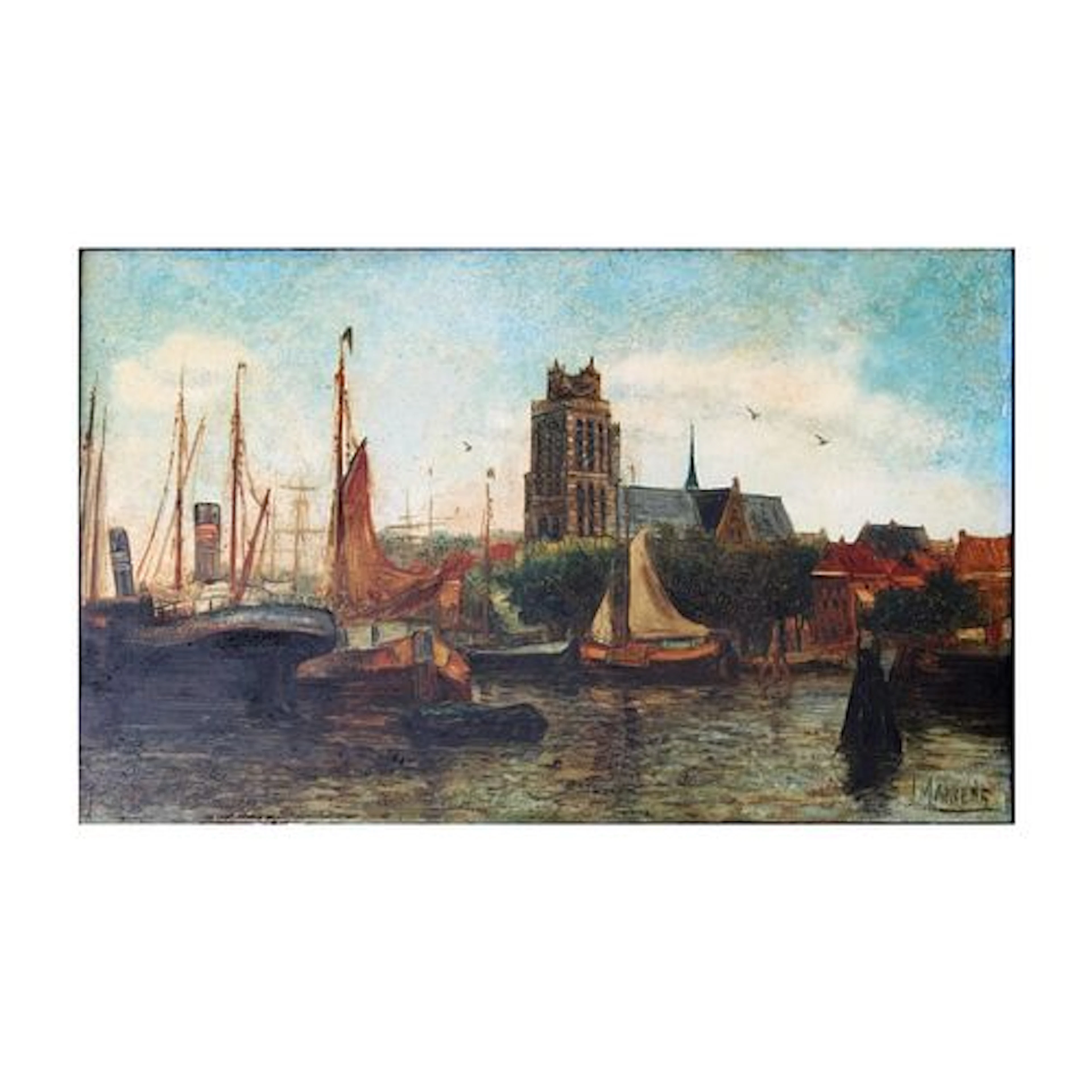 Vintage Oil on Porcelain Plaque
