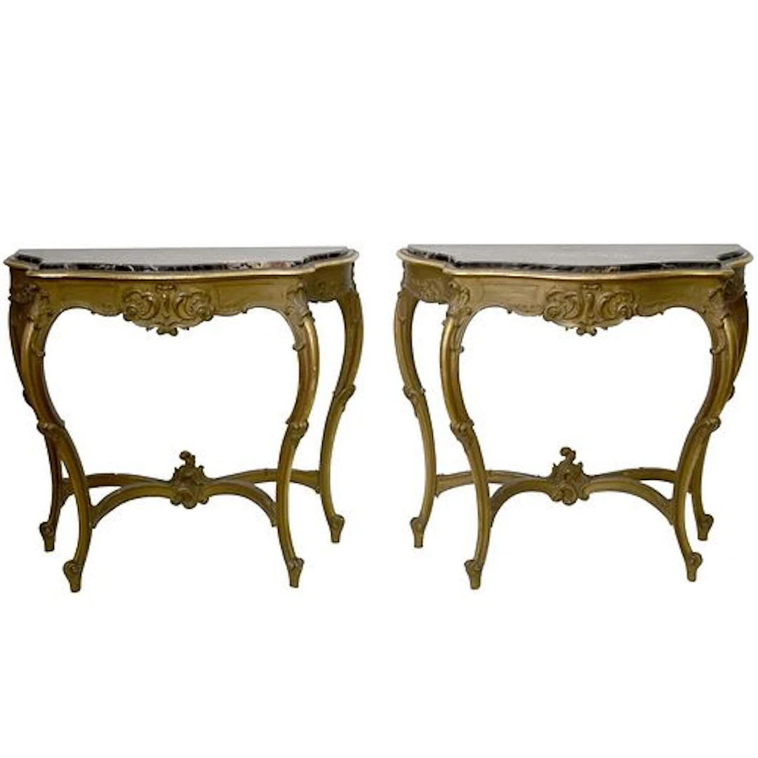 Louis XV Style Marble Top Consoles