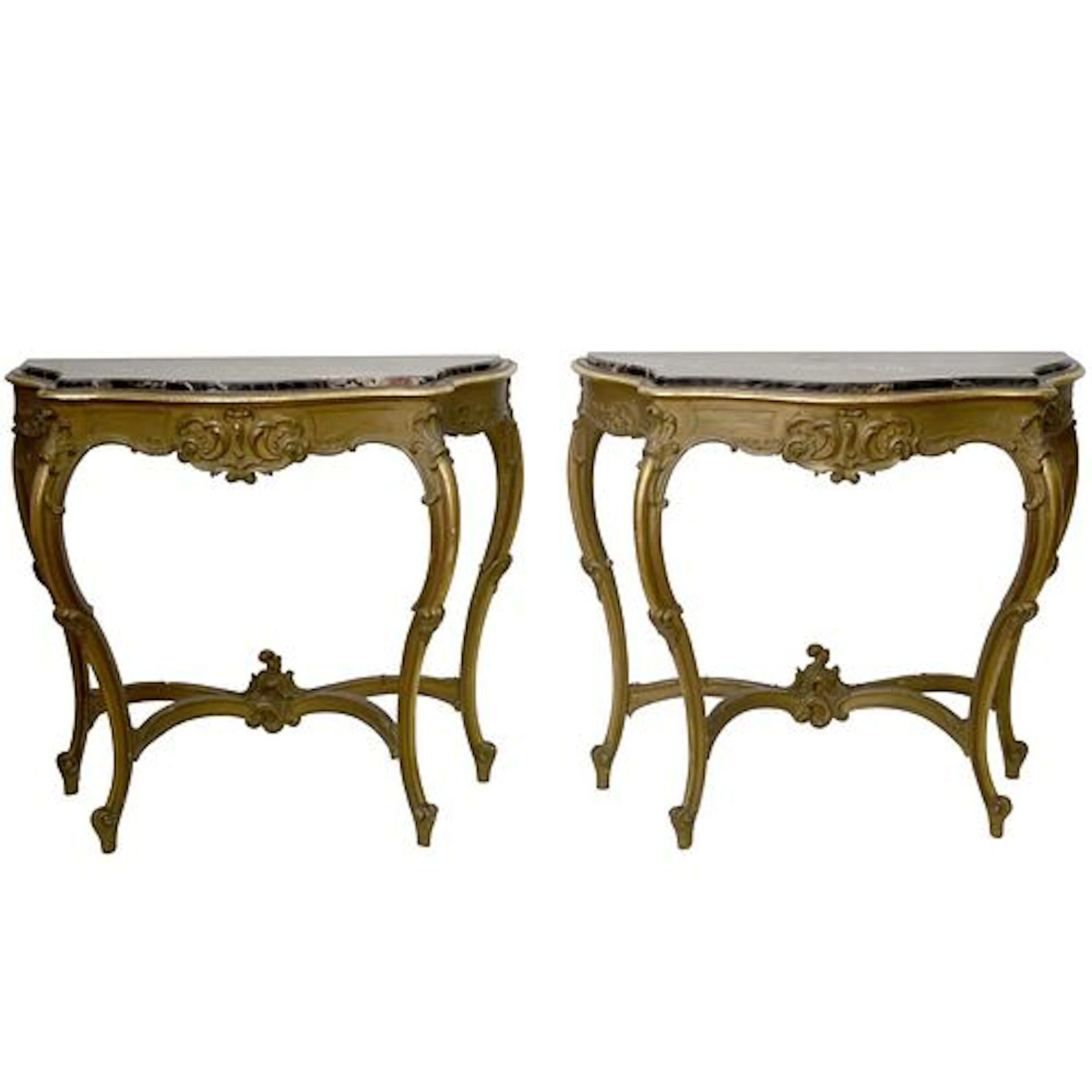 Louis XV Style Marble Top Consoles