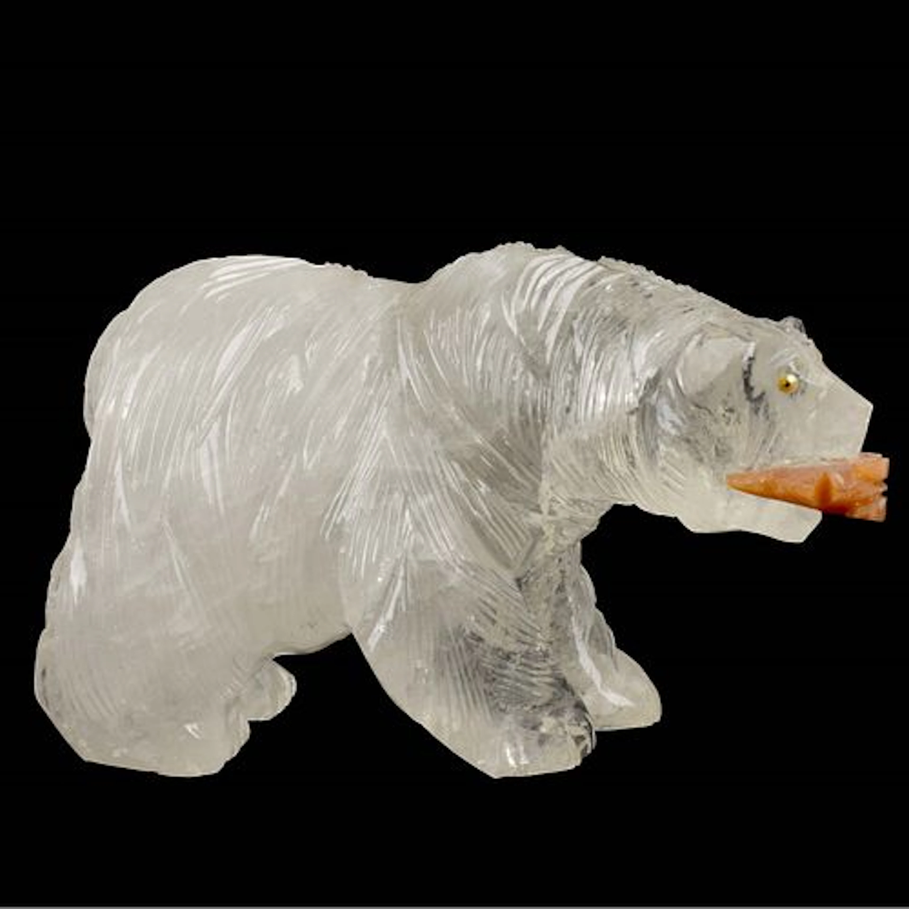 Russian Carved Rock Crystal Bear