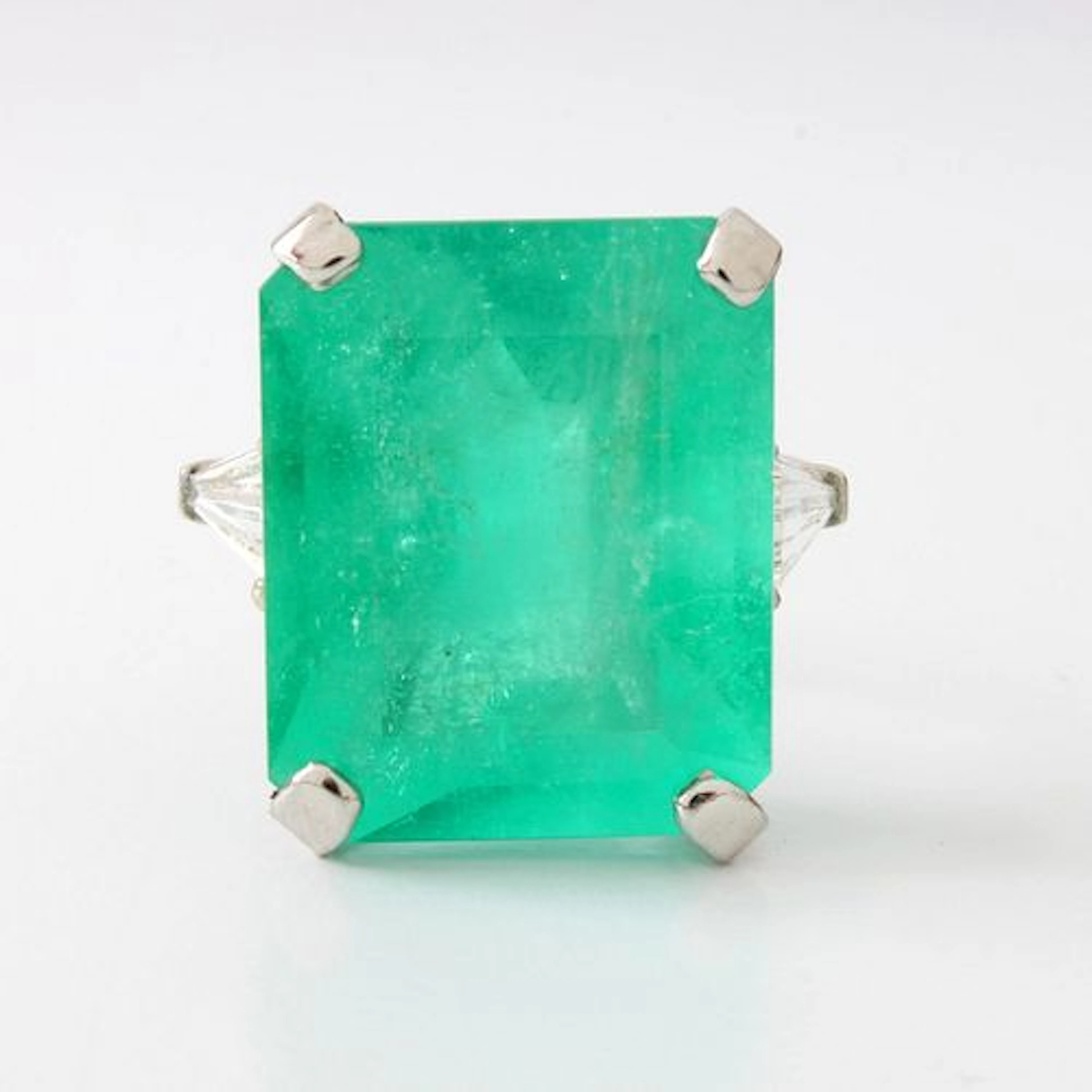GIA Emerald, Diamond and Plat. Ring