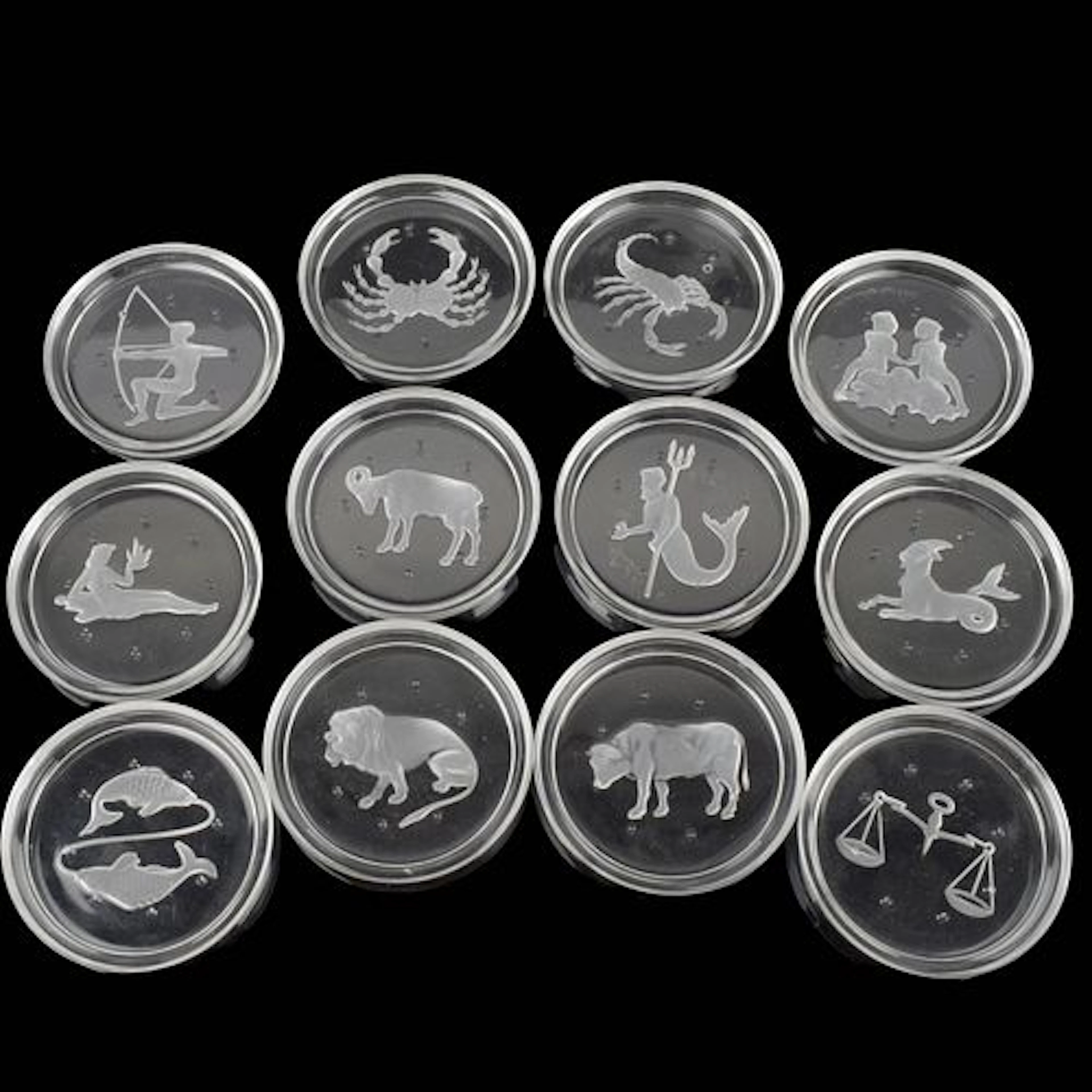 Crystal Coasters with Zodiac Signs