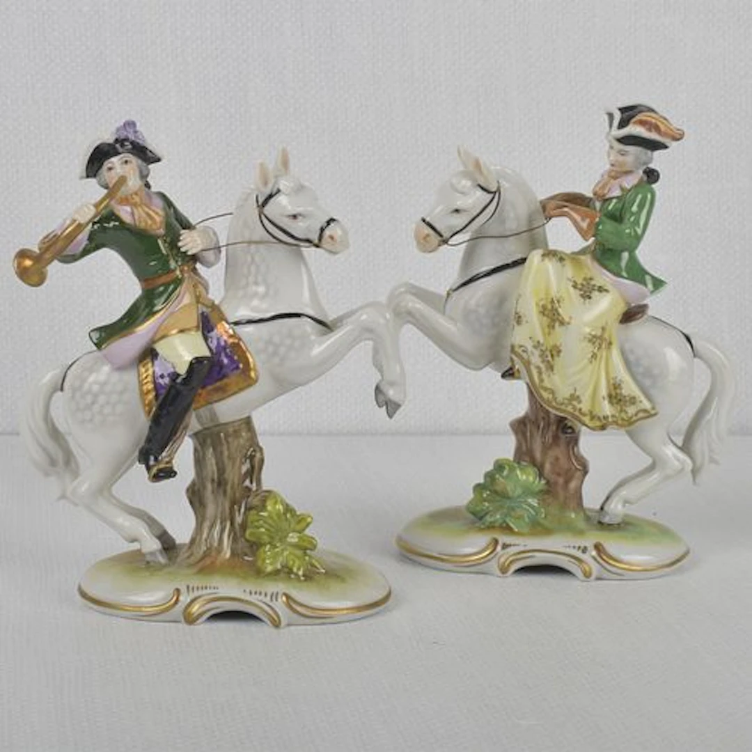 German Rudolstadt Volkstedt Porcelain Riders
