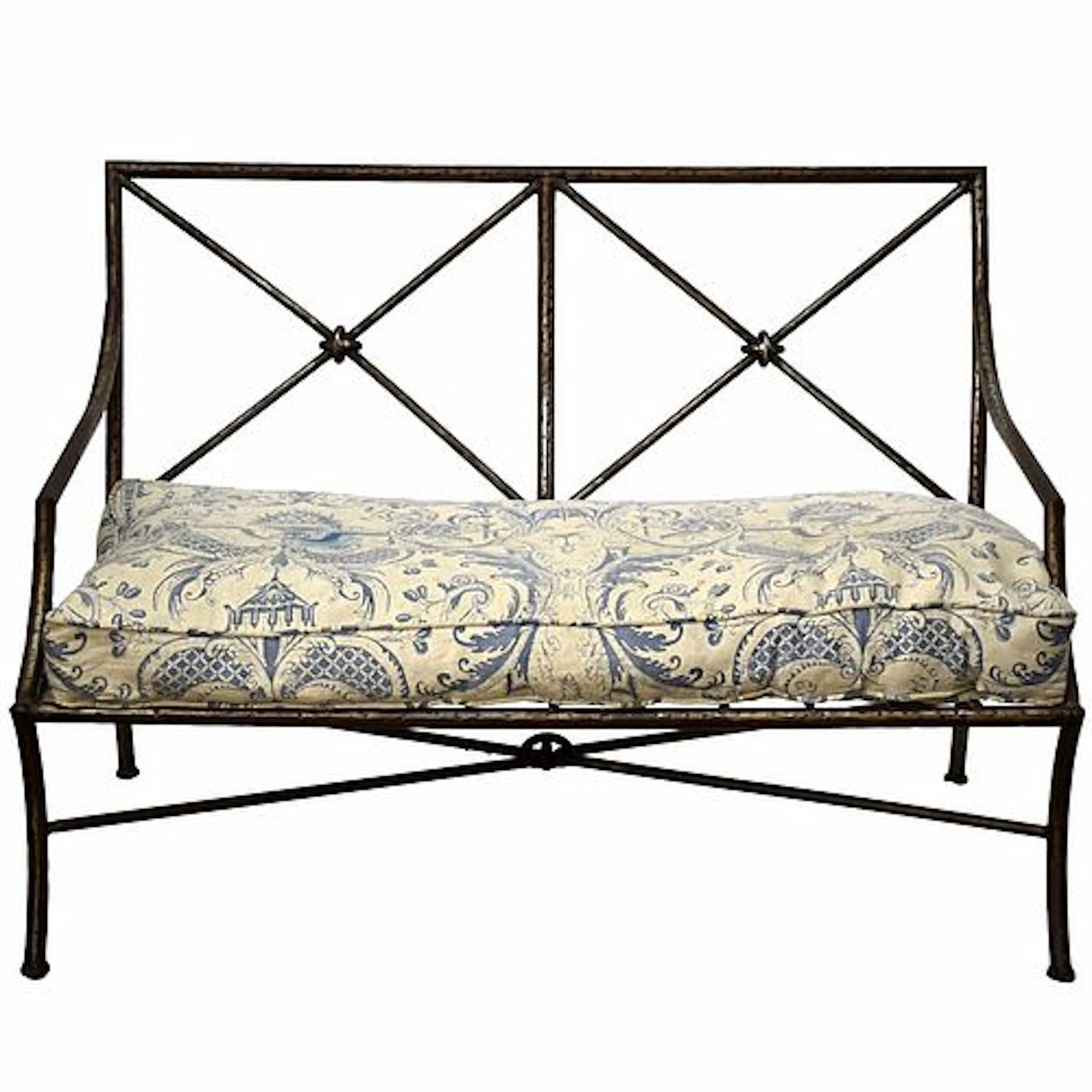 Neoclassical Wrought Iron Settee