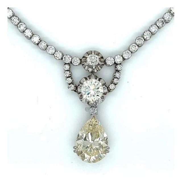 GIA Deco Diamond & Plat. Necklace
