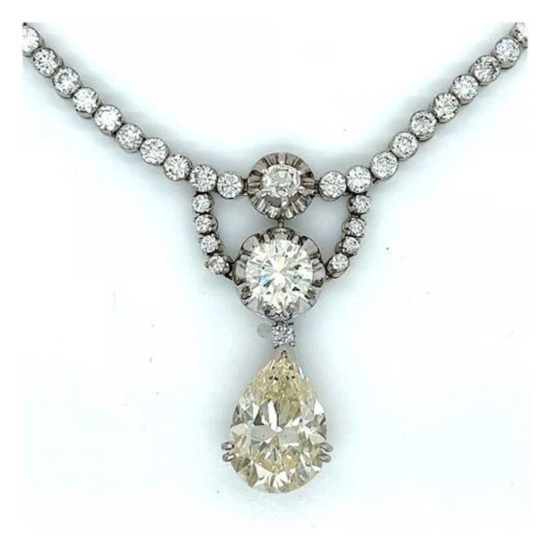 GIA Deco Diamond & Plat. Necklace