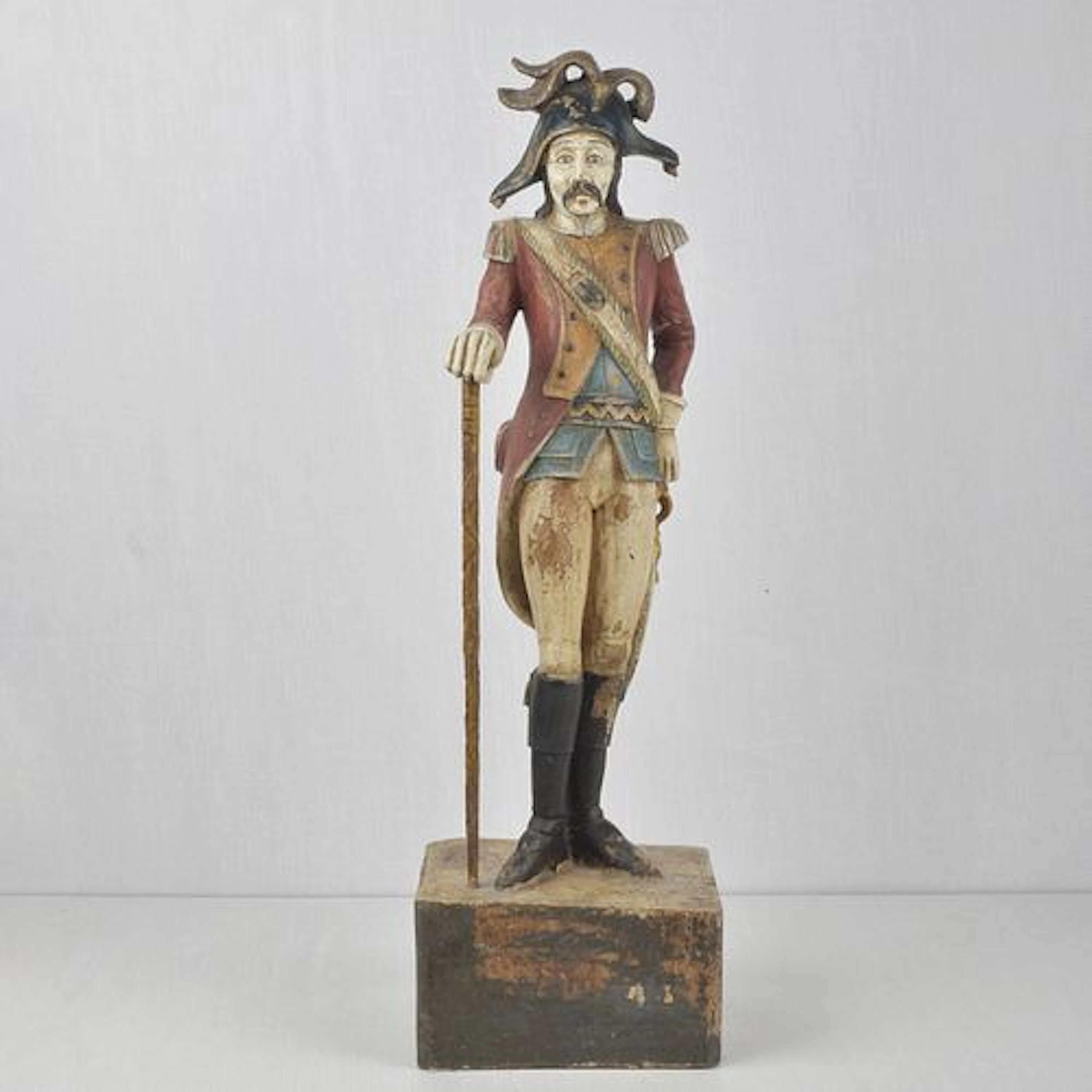 Carved and Painted Military Man Figure