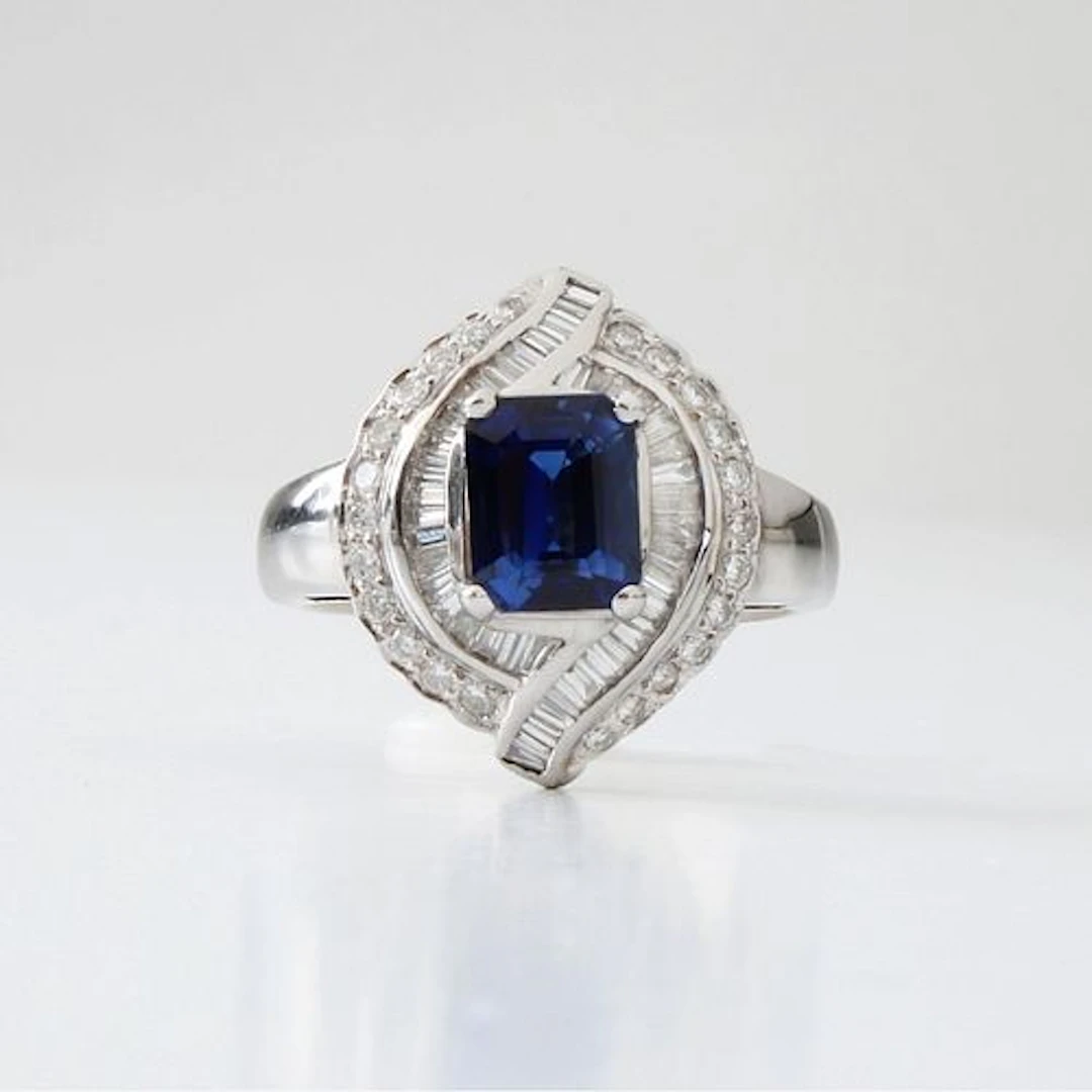 Sapphire, Diamond and 18K Ring