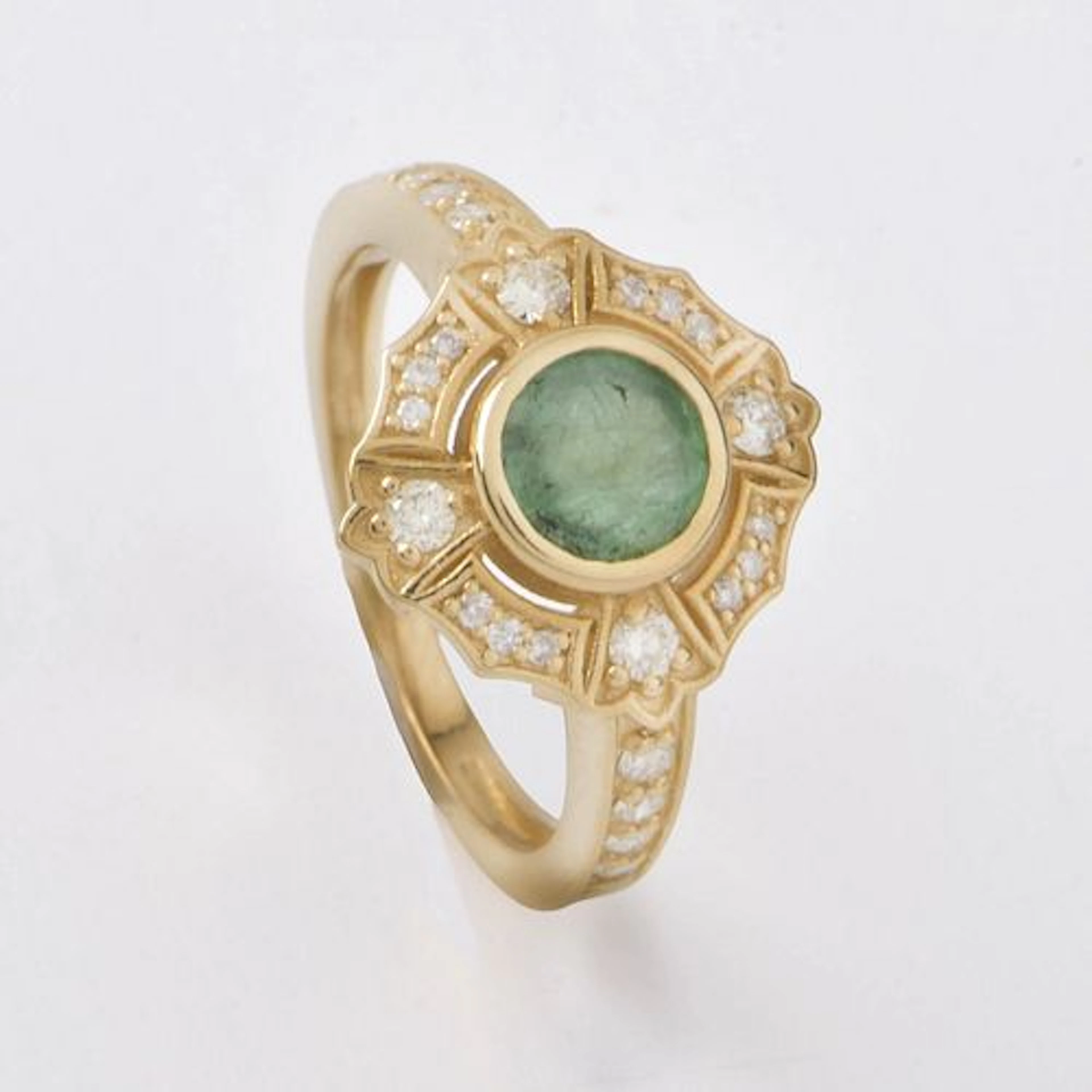 UGS Emerald, Diamond and 14K Ring