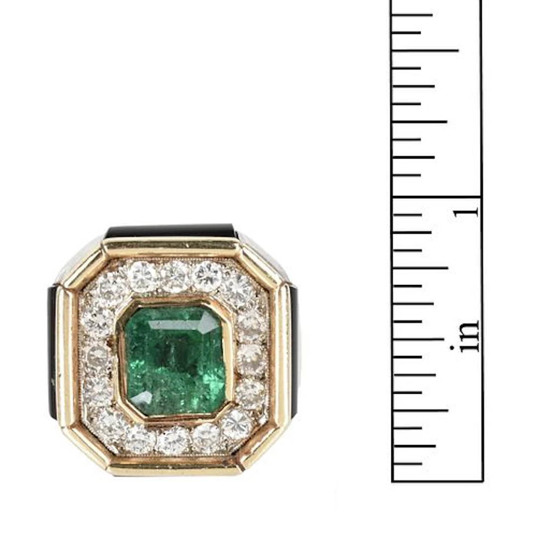 Emerald, Diamond and 14K Ring