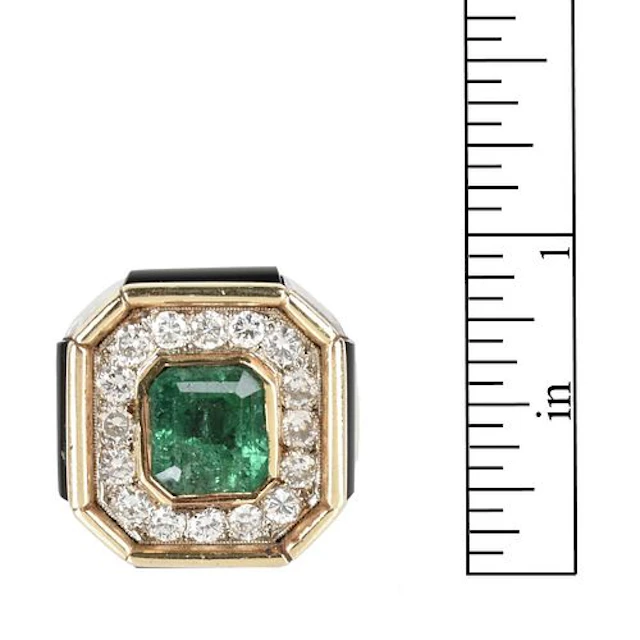 Emerald, Diamond and 14K Ring