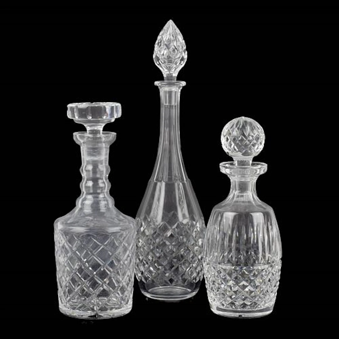 Three (3) Vintage Cut Crystal Decanters