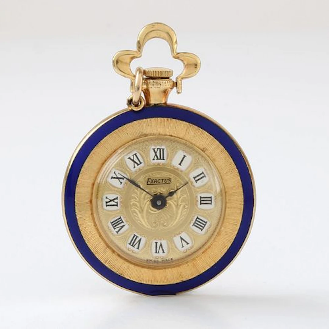 Exactus 18K and Enamel Pendant Watch