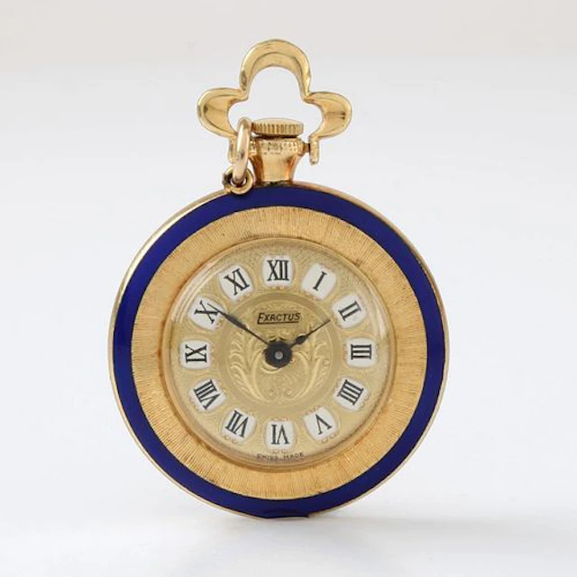 Exactus 18K and Enamel Pendant Watch