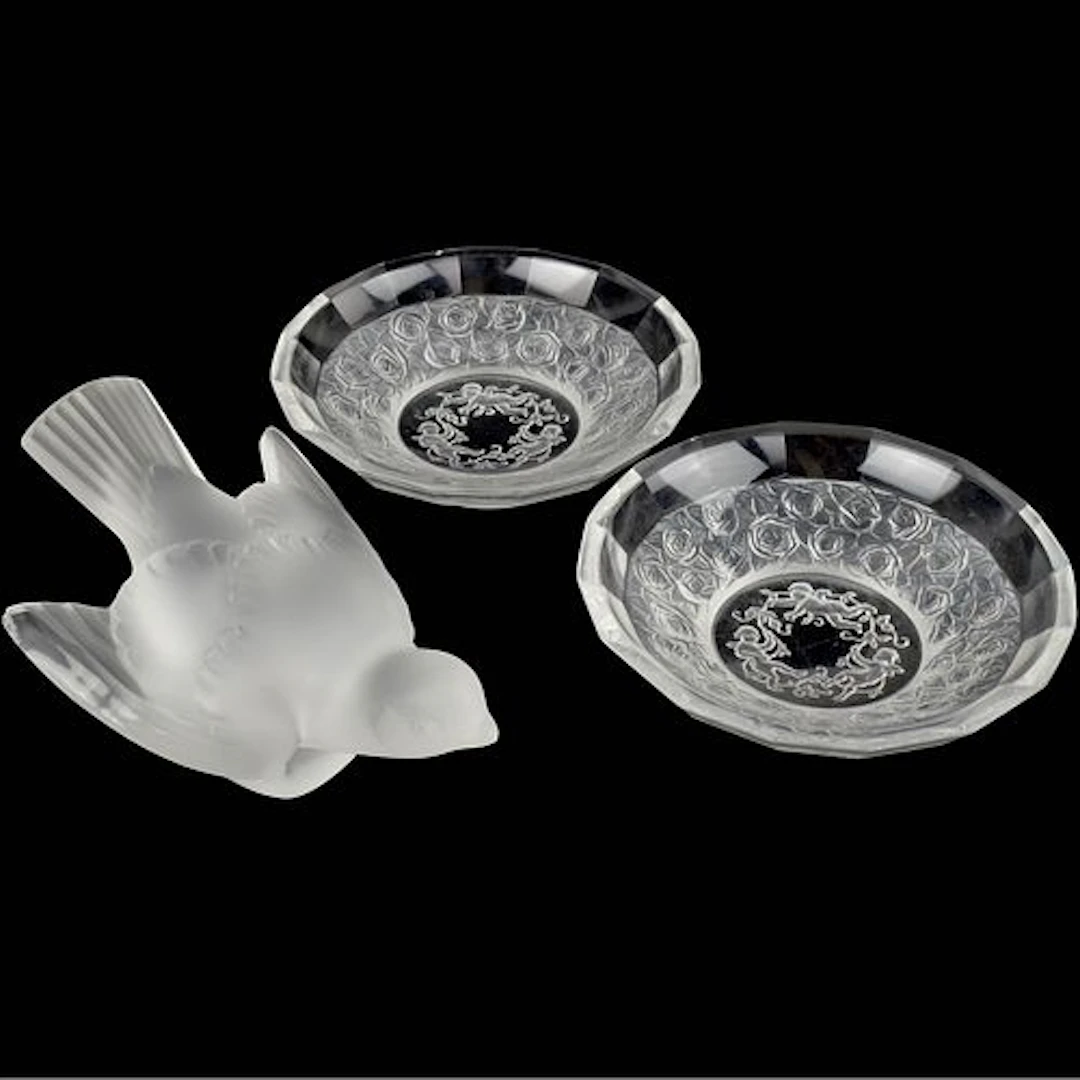 Lalique France Sparrow and Dishes