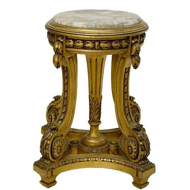 Vintage Gilt Wood and Marble Table