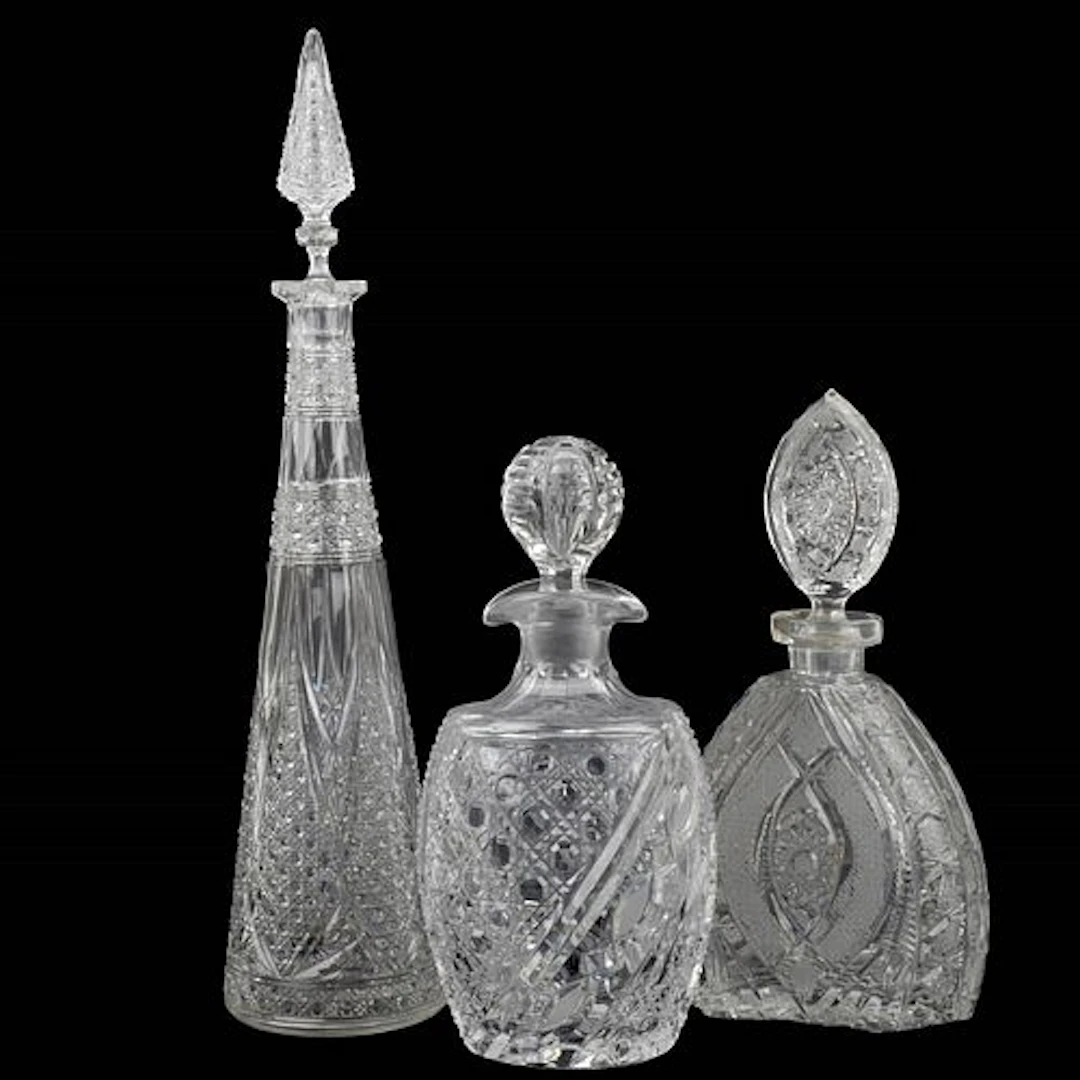 Three (3) Vintage Cut Crystal Decanters