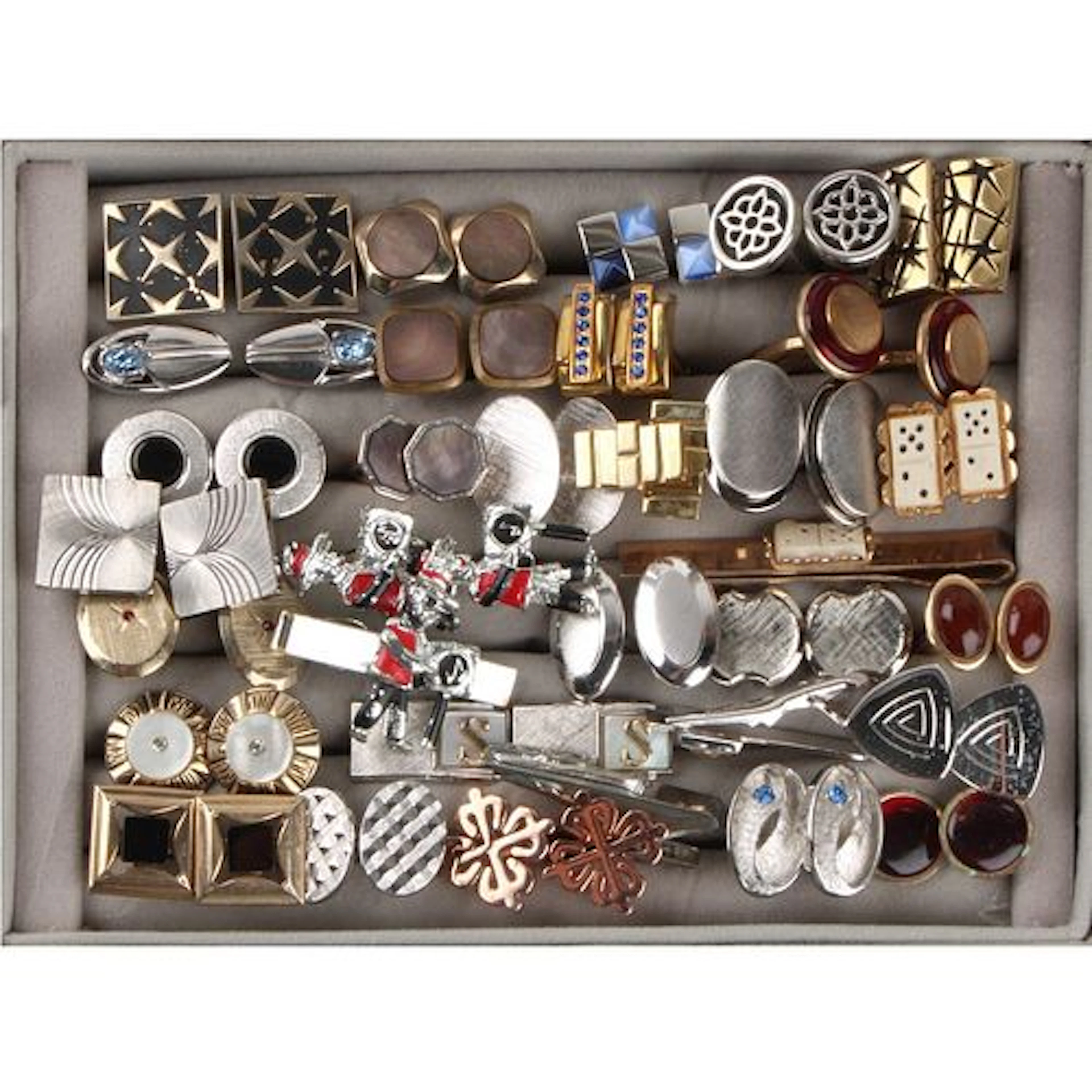 Box Lot of Cufflinks and Tie Bars