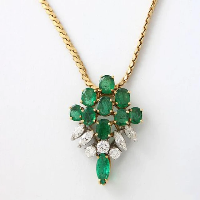 Emerald, Diamond and 18K Necklace