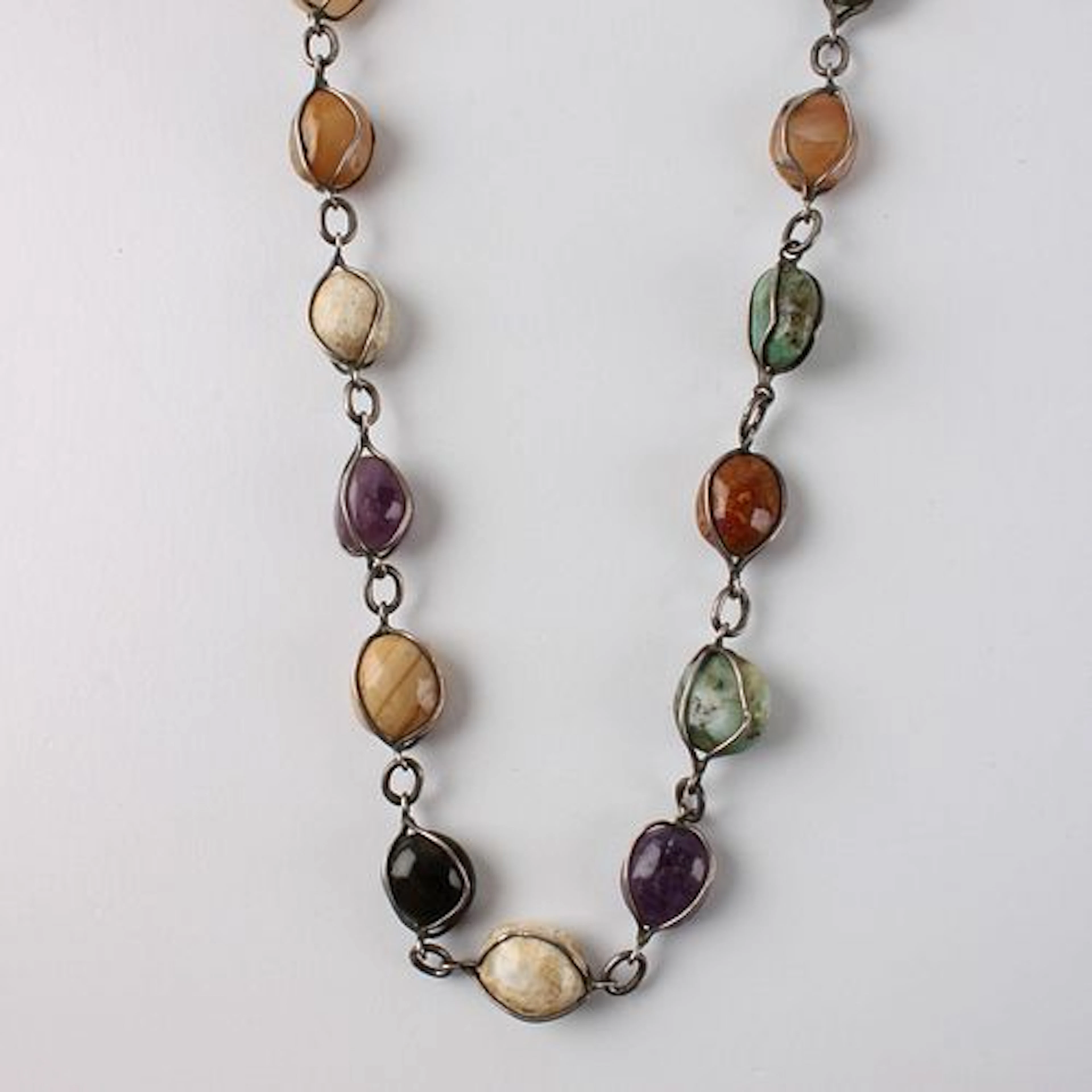 Mexican Sterling and Hardstone Necklace