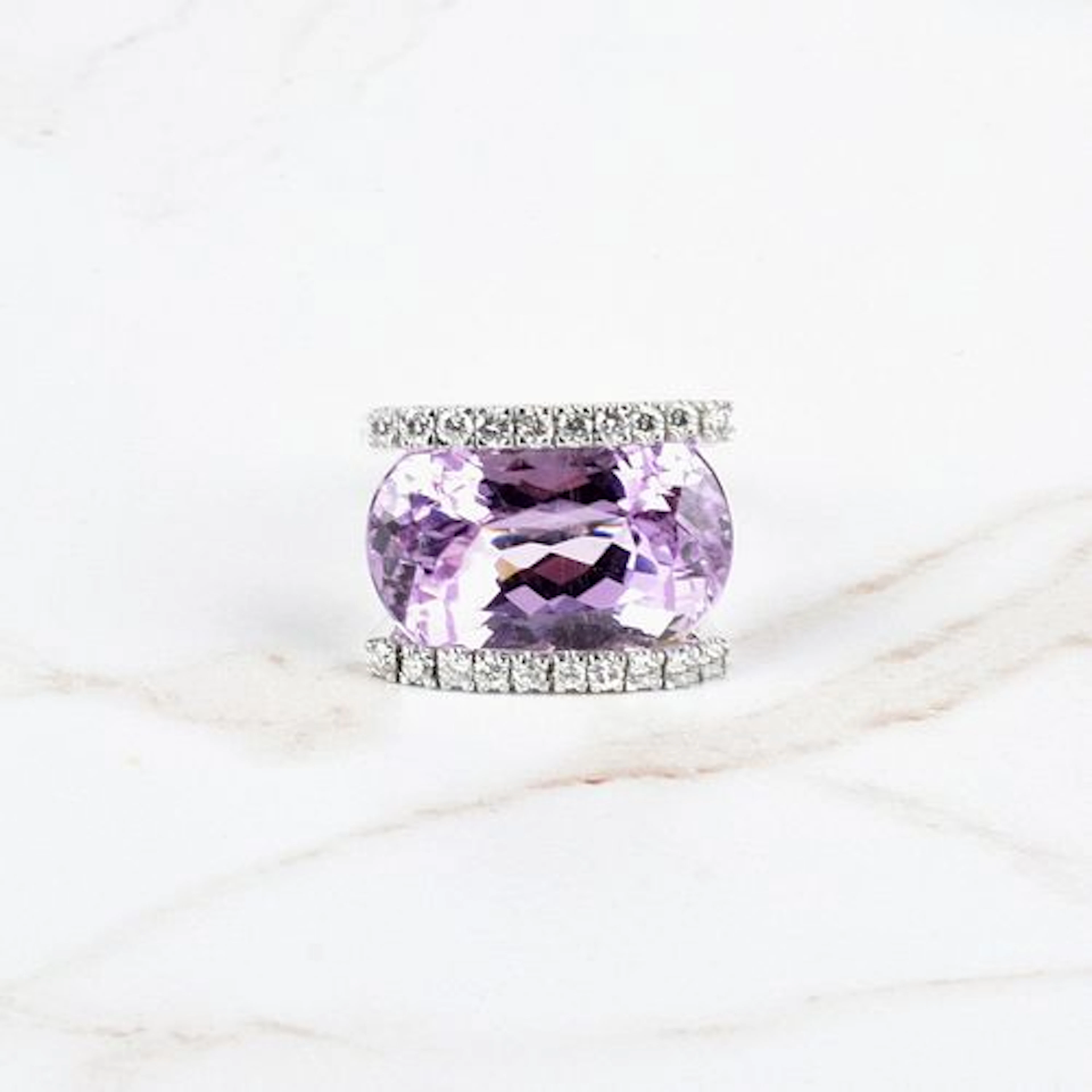 Kunzite, Diamond and 14K Ring