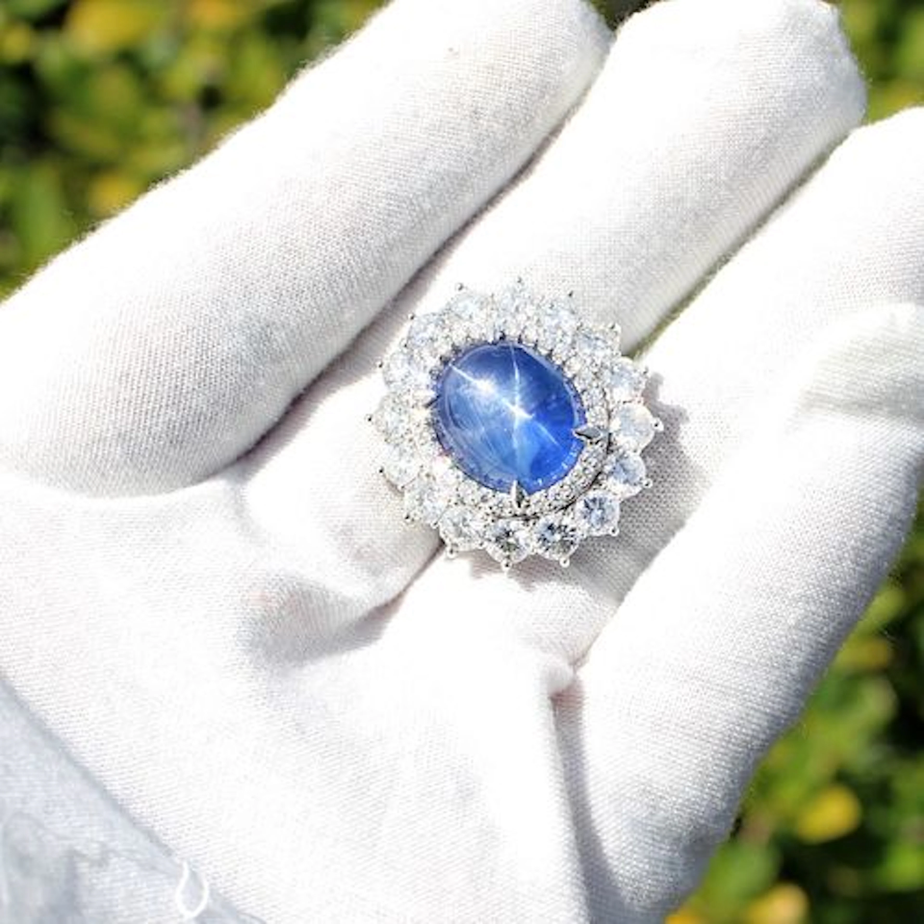 Platinum, Diamond and Sapphire Ring