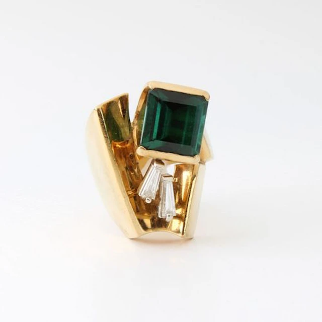 Tourmaline, Diamond and 18K Ring