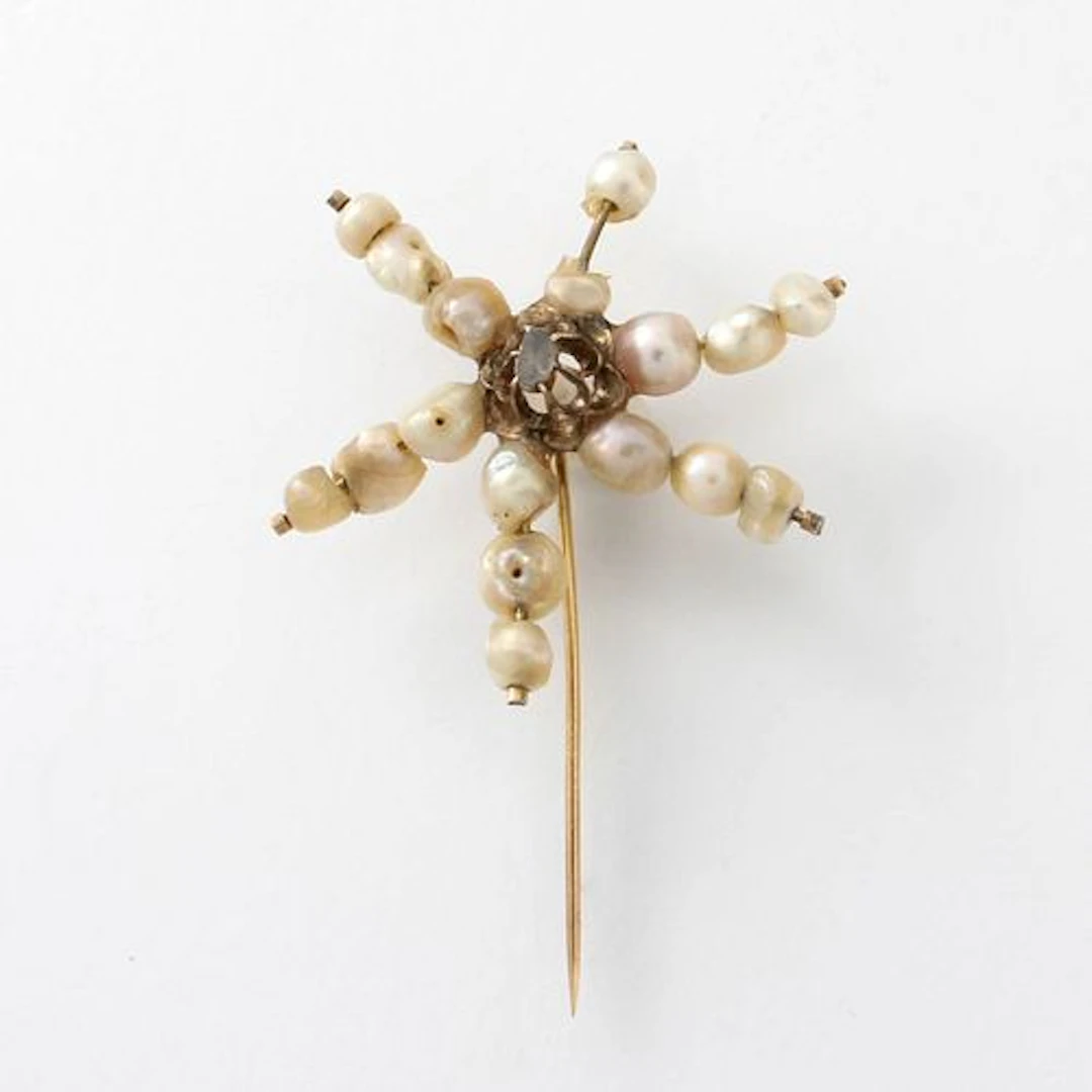 Pearl, Diamond and 14K Pin