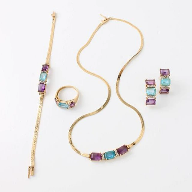 Gemstone and 14K Jewelry Set