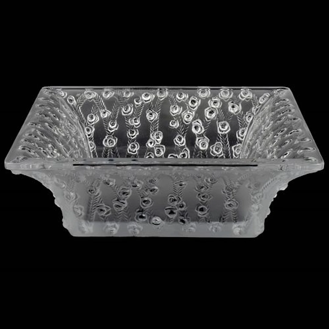 Lalique France "Roses" Square Bowl