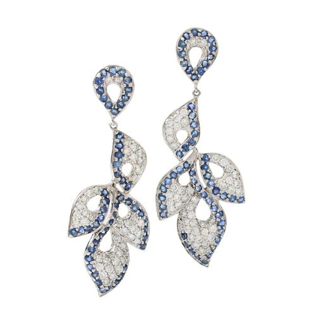 Diamond, Sapphire and 14K Earrings